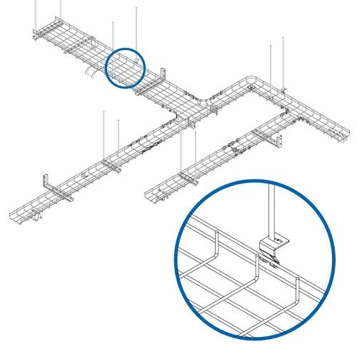 Tripp Lite SRWBUNVCLIP Ceiling Hanging Clip for Wire Mesh Cable Trays, 50-Pack