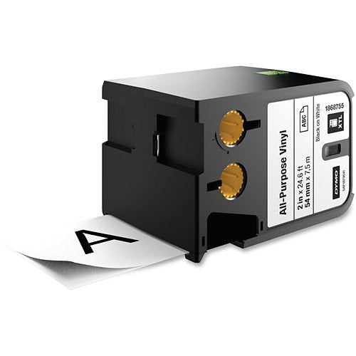 DYMO 1868755 Rhino XTL White Vinyl Tape, 54mm, Black Text