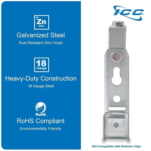 ICC ICCMSJHB22 Beam Clamp J Hook 3/4\\" Without Retainer Clip, Galvanized Steel Cable Management Hooks for Hanging Cable to Beams, Rust-Resistant, EIA and TIA Compliant, 25-Pack