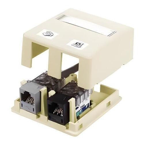 Hubbell HSB2EIP 2-Port Housing, Surface Mount, PlenumRated, Electric Ivory