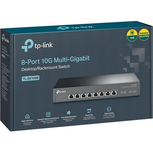 TP-Link TL-SX1008 8-Port 10G Desktop Rackmount Switch, Black