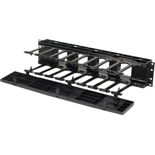 Ortronics SHMC2RU Horizontal Cable Manager, Single Sided, 2 rack unit, Black Image of OR-SHMC2RU
