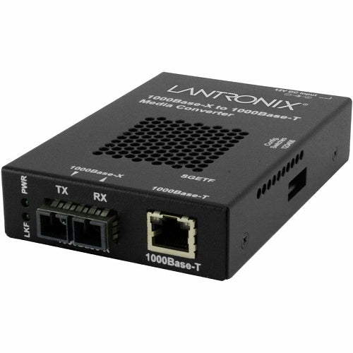 Lantronix SGETF1014-110-EU 1000BASE-T to 1000BASE-SX/LX, Singlemode, SC, European Power Cord, 10km