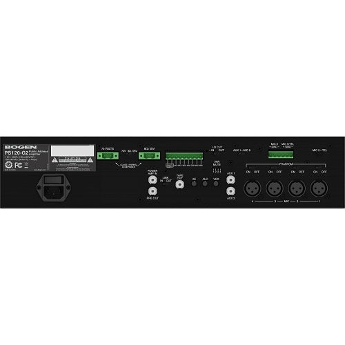 Bogen PS120-G2 Gen-2 Platinum Series Amplifier, 120W, 8 Ohm / 70V