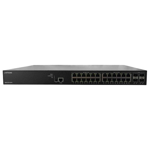 Lantronix SM24TBT4XPA-NA Managed Gigabit Ethernet PoE++ Switch, 12x 10/100/1000Base-T Ports, 12x 100M/1G/2.5GBase-T Ports, 4x 10G SFP+ Ports, Percepxion Cloud-Based IoT Edge Solutions Platform