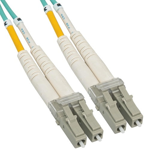 ICC ICFOJ1G710 OM3 Multimode LC to LC 50/125µm Fiber Patch Cable, Data Center Grade 0.1dB Typical Insertion Loss, ONFR Riser Jacket, 10m (33\'), 1-Pack, Aqua