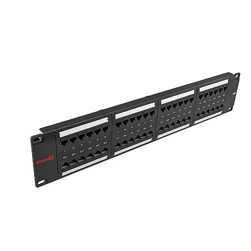 Simply45 S45-2548, 48-Port Loaded Cat5e UTP Patch Panel, RU
