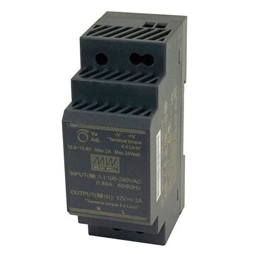 Lantronix 25165 Industrial DIN Rail Mounted Power Supply,12VDC, 24W
