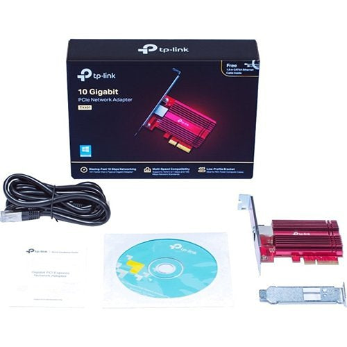 TP-Link TX401 Low-Profile 10-Gigabit PCI Express IP Adapter, Red