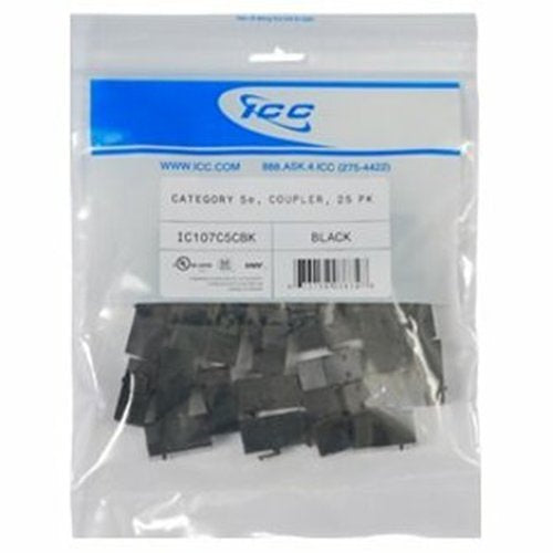 ICC Module,Coupler, Cat 5e 25 pk, Black Image of H2-107C5CBK
