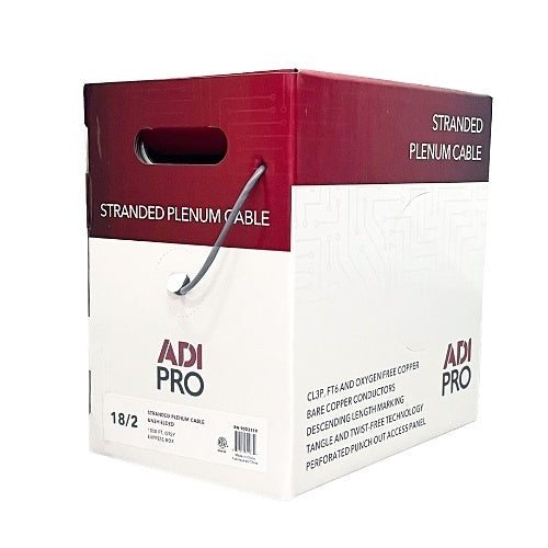 ADI PRO RN-9003119 18/2 Stranded Plenum Unshielded Cable, CL3P, 1000\' Express Box, Grey