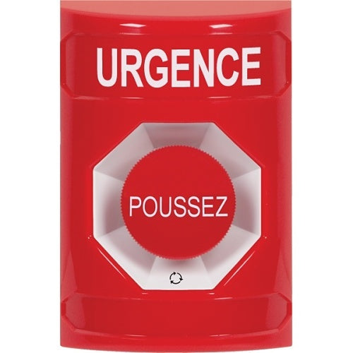 STI SS2001EM-FR Stopper Station Push Button, No Cover, Turn-to-Reset, \'EMERGENCY\' Label, French, Red