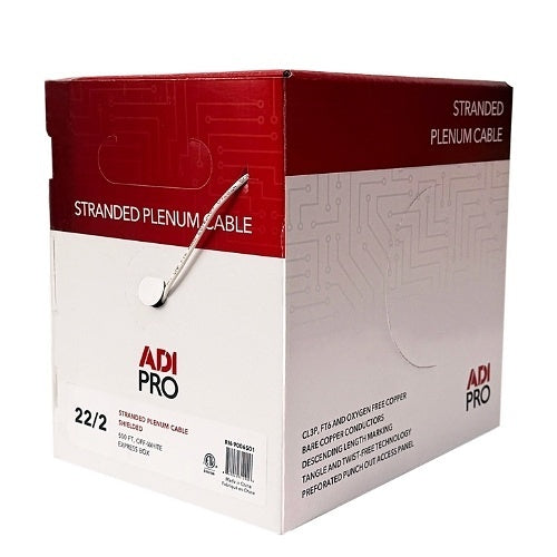 ADI PRO RN-9006501 22/2 Stranded Plenum Shielded Cable, CL3P, 500\' Express Box, Off White