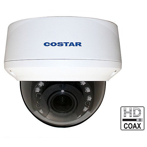 IDIS CDT2S12VIFW 2MP HDoC Outdoor Dome Camera with Remote Focus, 2.8-12mm Lens, White