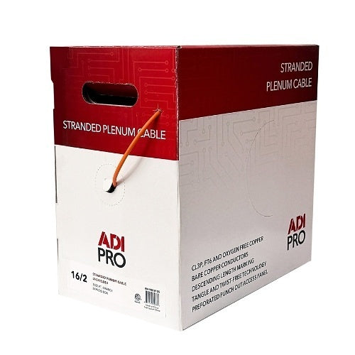 ADI PRO RN-9008105 16/2 Stranded Plenum Unshielded Cable, CL3P, 1000\' Express Box, Orange