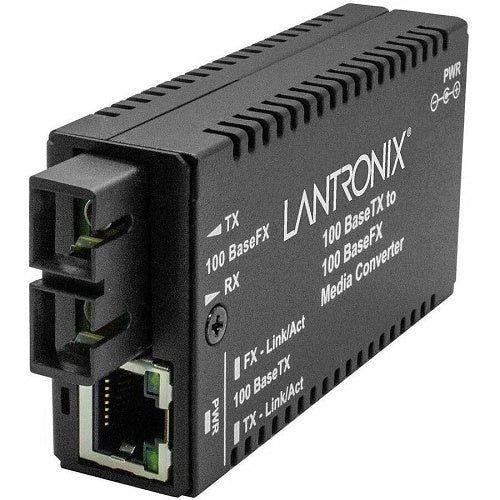 Lantronix M/E-TX-FX-01(SM)-BR Mini 100BaseTX to 100BaseFX SC Single-Mode Media Converter, 20km, 3.3V, Brown