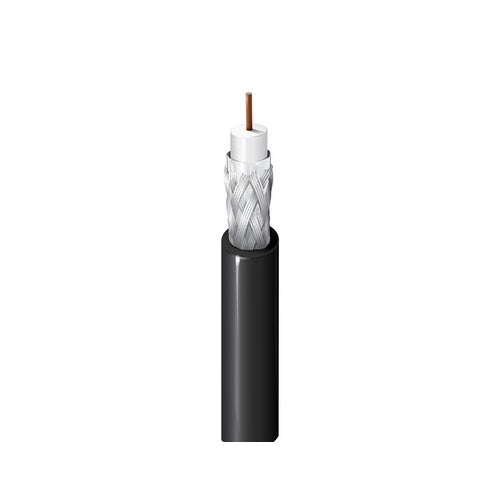 Belden 9116 0101000 Series 6 Broadband Coax Cable, 18 AWG Solid BCCS, Foil + 60% AL Braid, PVC Jacket, CM, Black, 1000\'