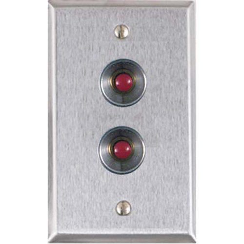 Alarm Controls RP-27 Remote Wall Plate with N/O Red Push Buttons, Guard Ring, Single Gang, Stainless Steel