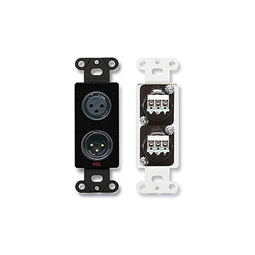 RDL DB-XLR2 XLR 3-Pin Female & 3-Pin Male on Decora Wall Plate, Black Image of RL-DBXLR2