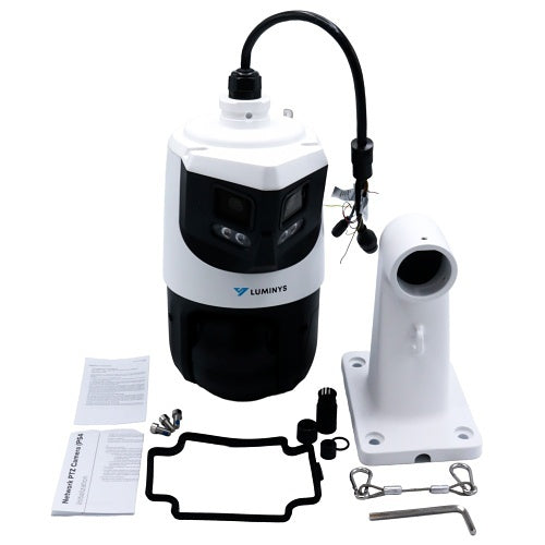 Luminys P54-4DA25 4MP LumiDeterrent + Dual-Stitched Lens IP Camera, 25x Maximum Optical Zoom, 2.8mm Panoramic Lens, 5-125mm PTZ Lens