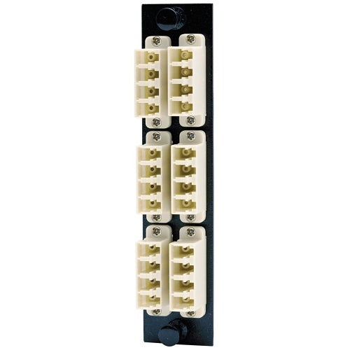 Hubbell FSPNLCQS6BE Fiber Optic Patch Panel with 24 Ports and 6 Quad LC Connectors, Zirconia Ceramic Ferrules