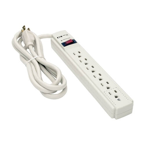 Tripp Lite TLP606 Protect It! 6-Outlet Surge Protector, 6\' Cord, 790 Joules, Diagnostic LED, Light Gray Housing