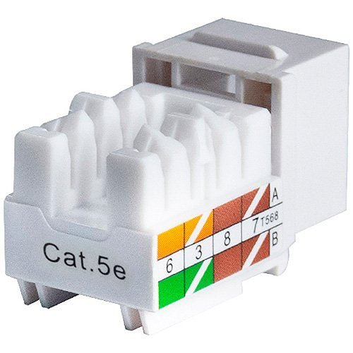 ADI PRO 0E-C5KEYWH10 CAT5E Keystone Jack Vertical 8P8C RJ45, 10-Pack, White