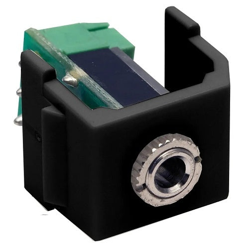 Hubbell SF35STBK Snap-Fit, Keystone, 3.5mm Stereo Jack, Screw Terminal, Black