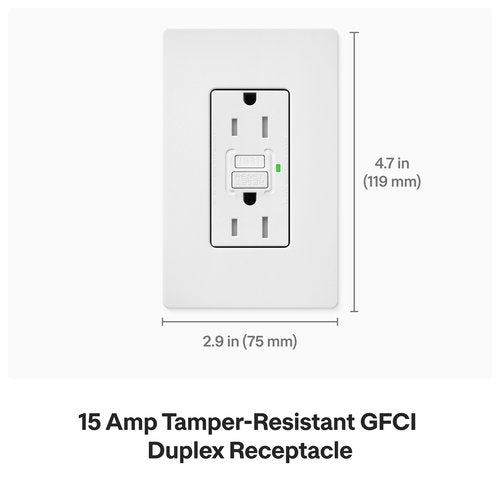 Lutron SCR-15-GFST-PM Claro 15A Tamper Resistant GFCI Duplex Receptacle, Decorator-Style Outlet, Self-Testing, Satin Finish, Pumice