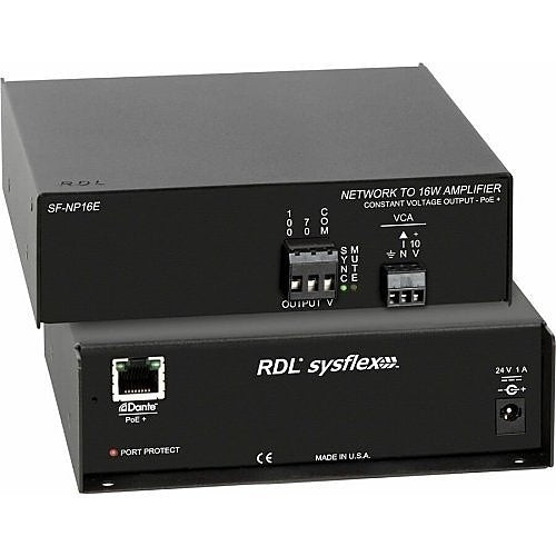 RDL SF-NP16E SysFlex Series PoE+ Network to 16W Mono Audio Amplifier 70V or 100V Converter