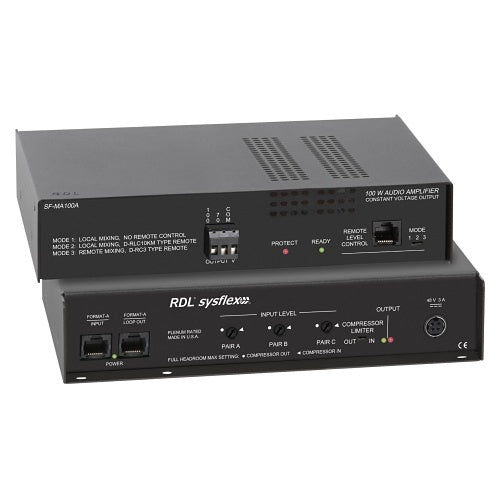 RDL SF-MA100A Format-A to 100W Mono Audio Mixer-Amplifier, 70V or 100V