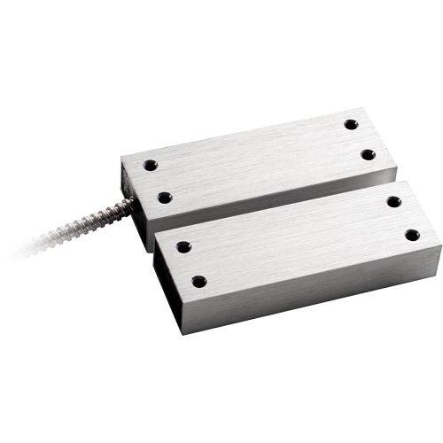 Kidde 2707AD-L Edwards Signaling 2707AD-L 2700 Series High Security Magnetic Contact, UL-634, brushed anodized Alum, 30V op voltage, 0.25A, 3VA/W, DPDT, surface mount triple-biased 3 ft SS armored lead, 0.2 to 0.6 in gap Image of ED-2707ADL
