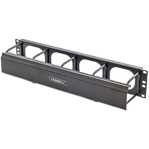 Hubbell HM24C Horizontal Cable Management, M-Series, 2-Unit, 4\\" Extension, with Cover, Black Image of 40-HM24C