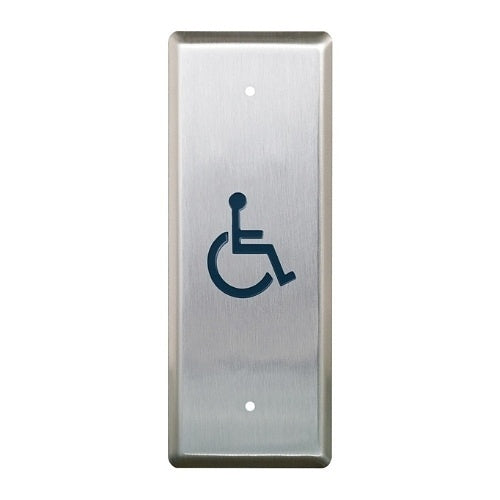 Camden CM-25/2 Narrow Push Plate Switch, Vertical Mounting, \'WHEELCHAIR\' Symbol, Blue Graphic
