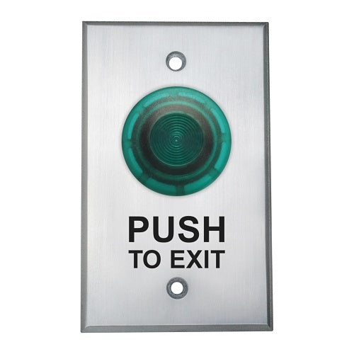 Camden CM-3030G/7 CM‑3030G Series Illuminated Green Mushroom Pushbutton 1‑Gang Push/Pull SPST Maintained, Brushed Aluminum