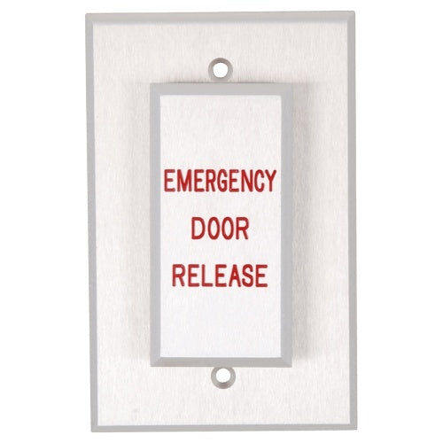 Dortronics W5286-P23DAxE5 5286 Series DPST-Time Delayed Action with 1-Gang Switch Plate, \\"EMERGENCY DOOR RELEASE\\" Text, Clear Aluminum Anodized