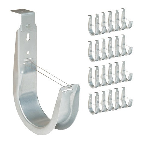 ICC ICCMSJH955 Ceiling Mount J Hook 4\\" with Retainer Clip, Galvanized Steel Cable Management Hooks for Hanging Cable, Rust-Resistant, EIA and TIA Compliant, 25-Pack