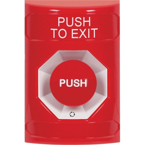 STI SS2001PX-EN Stopper Station Push Button, No Cover, Turn-To-Reset, \'PUSH TO EXIT\' Label, Red