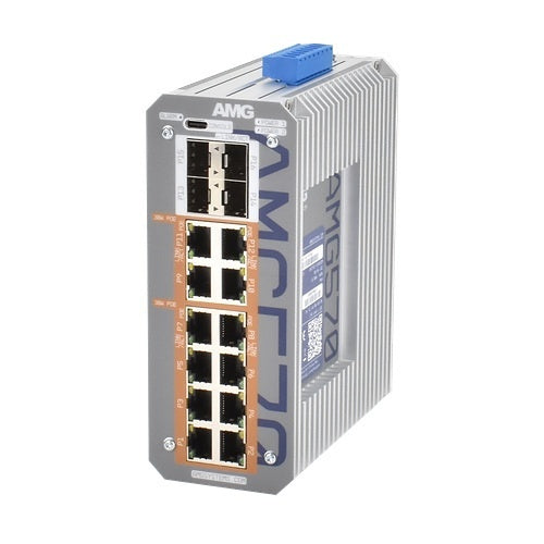 AMG Systems AMG570-12GAT-4S-P360 Managed PoE Switch with 12x Gigabit TX Ports (30W PoE, 360W Total) + 4x SFP Slots