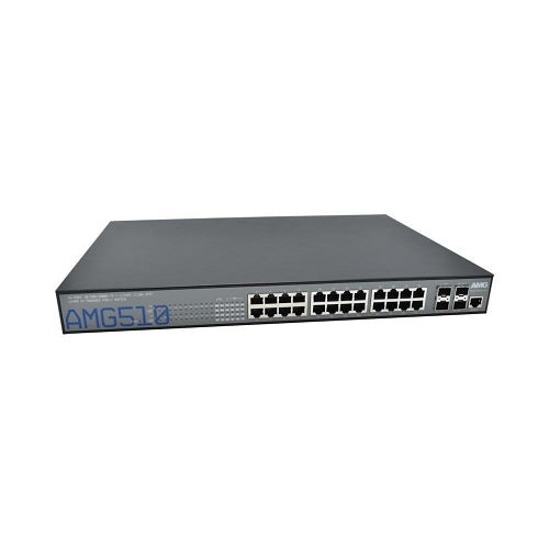 AMG Systems AMG510-8GBT-16GAT-4XS-P460 Commercial 28-Port Managed Switch, 8x10/100/1000Base-T(x) RJ45 Ports, 16x10/100/1000Base-T(x) RJ45 Ports, 4x100M/1/2.5/10G Base-FX SFP+ Ports, 1U, 19\\"