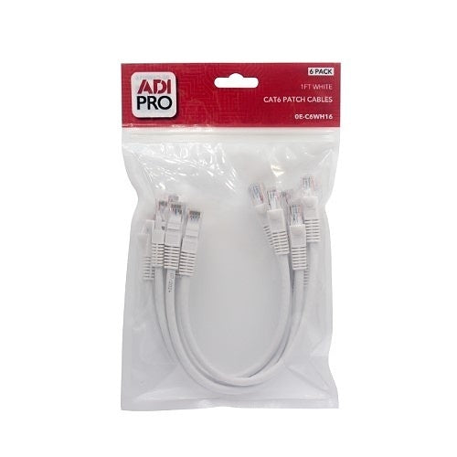 ADI PRO 0E-C6WH16 CAT6 Patch Cable, 6-Pack, 1\', White
