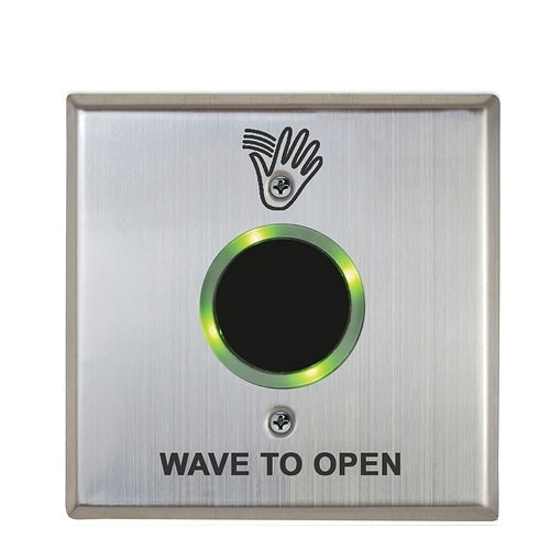 Camden CM-331/41SW-SGLR 1-Relay SureWave Double-Gang Touchless Switch, 1-28\\" Range, Hand Icon / \'Wave to Open\' Text Faceplate, Stainless Steel Finish