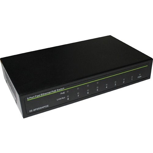 UltraTech 0E-8P65W4POE 8-Port Fast Ethernet Switch; 4-Port PoE + 4-Port Uplink