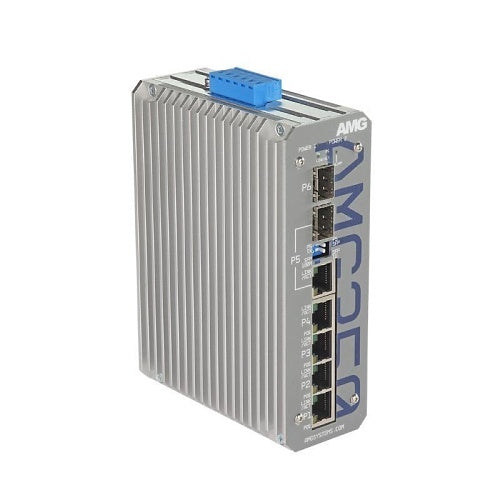 AMG Systems AMG350-4GAT-1C-1S-P120 AMG350 Series Industrial 6-Port Unmanaged PoE Switch, 4 x 10/100/1000Base-T(x) RJ45 Ports, 1 x 10/100/1000Base-T(x) RJ45 or 100/1000Base-Fx SFP Combo Port