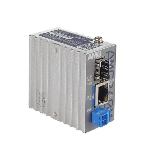 AMG Systems AMG260M-1GBT-1S-P90 AMG260M Series Industrial PoE Mini Media Converter, 1 x 10/100/1000Base-T(x) RJ45 Port, 1 x 100/1000Base-Fx SFP Port