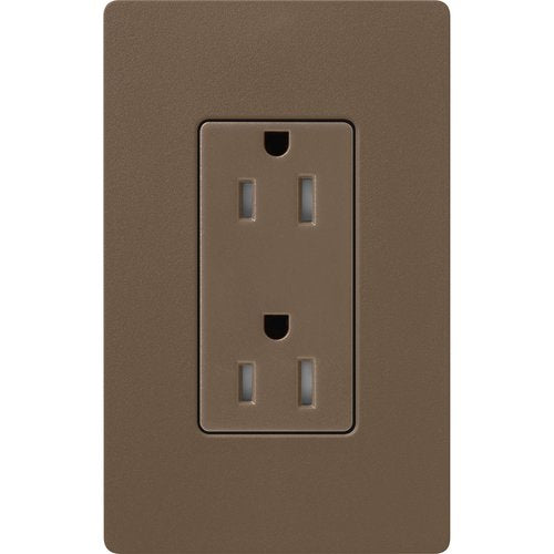 Lutron SCRS-15-TR-EP Claro 15A Tamper-Resistant Duplex Receptacle, Decorator-Style Outlet, Satin Finish, Espresso