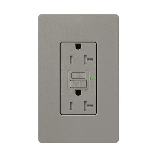 Lutron SCR-20-GFST-CS Claro 20A Tamper Resistant GFCI Duplex Receptacle, Decorator-Style Outlet, Self-Testing, Satin Finish, Cobblestone