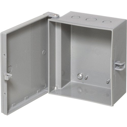 Arlington EB0708BP x x 3.5\\" Heavy-Duty Non-Metallic Enclosure Box with Back Plate, NEMA3R, Gray