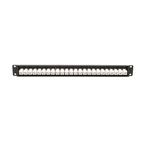Tripp Lite N254-024-6A 24-Port CAT6A Feed-Through Patch Panel, 4PPoE Compliant, 1U Rack-Mount, RJ45 Ethernet, Black