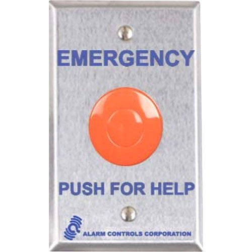 Alarm Controls PBL-1-2 PBL Series Latching Push Button Panic Station with N/O Pairs, Single Gang, Stainless Steel